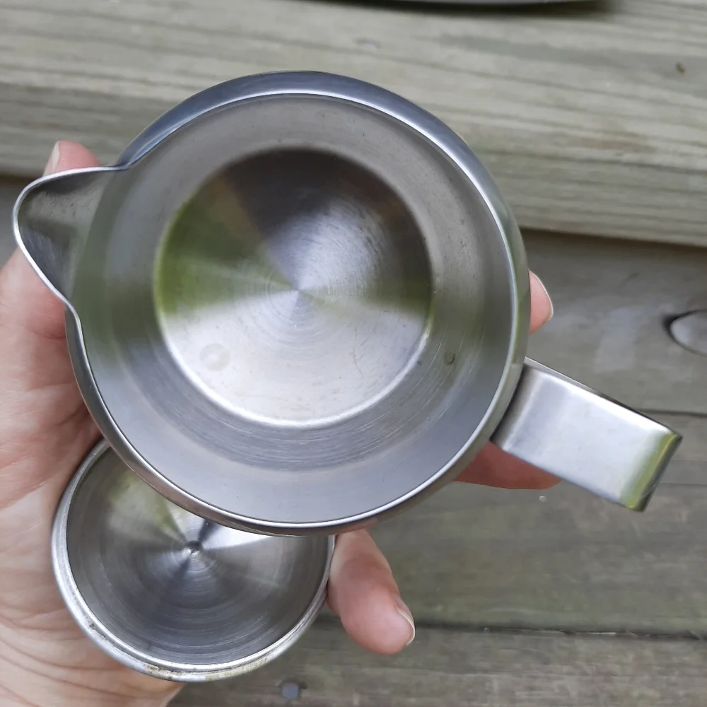 Vintage Oneida 18/8 Stainless Steel Astrid Creamer And Covered Sugar Bowl Set